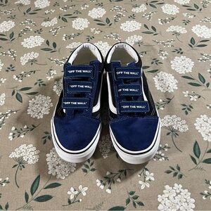 Vans Off The Wall Sneakers Mens 7 Women 8.5 Blue Suede Black Canvas 721356